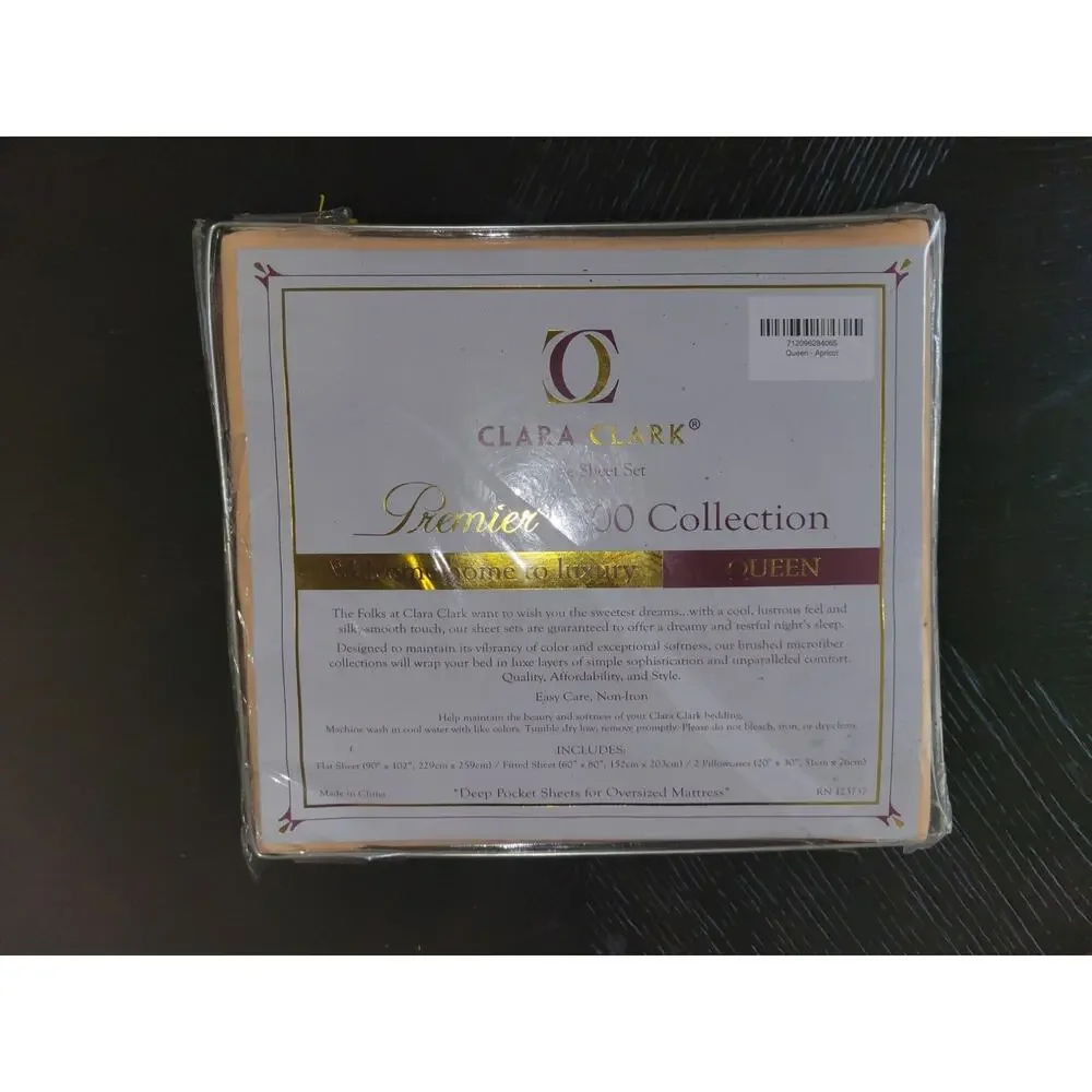 Clara Clark Premier 1800 Collection Queen Sheet Set Apricot Color NEW In Package